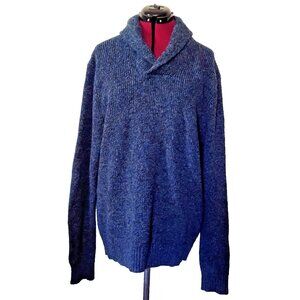 American Eagle Men's XL Sweater Blue Athletic Fit Shawl Collar Pullover AE